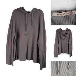 XCVI Wearables Jacket Hoodie Open Knot Womens Sz M Pullover Oversized Gray